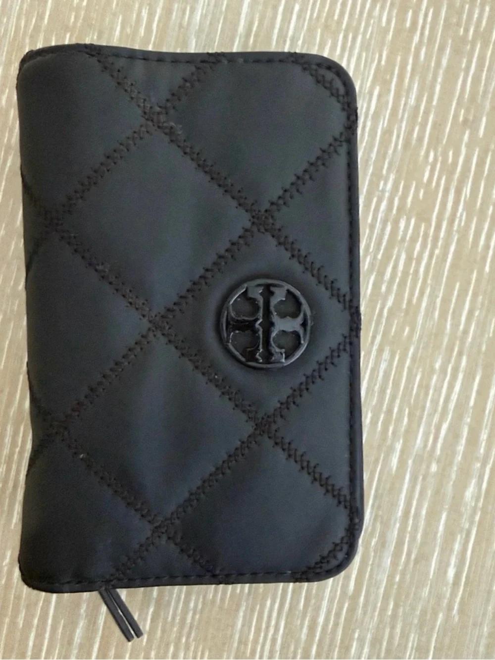 Tory Burch Black Quilted Zip Phone Wallet